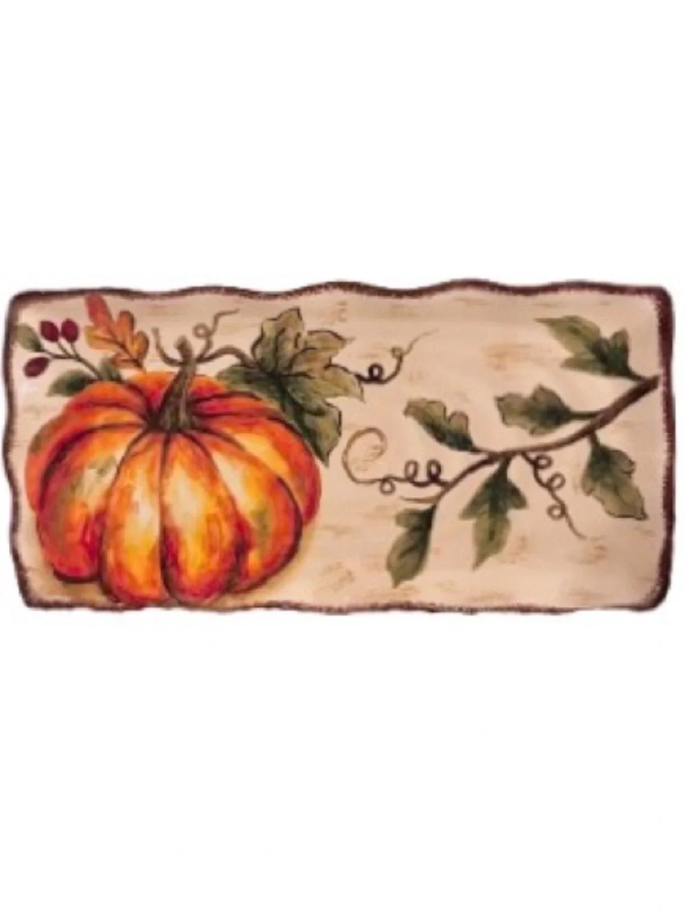 🆕- Maxcera- Fall Pumpkin Ceramic Scalloped Edge Serving Platter